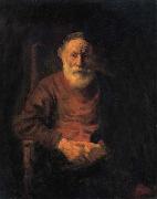 REMBRANDT Harmenszoon van Rijn Portrait of Old Man in Red oil painting on canvas